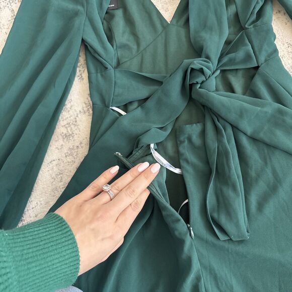 Lulus Talk About Divine Hunter Green Long Sleeve Backless Maxi Dress Size Large - Picture 9 of 9